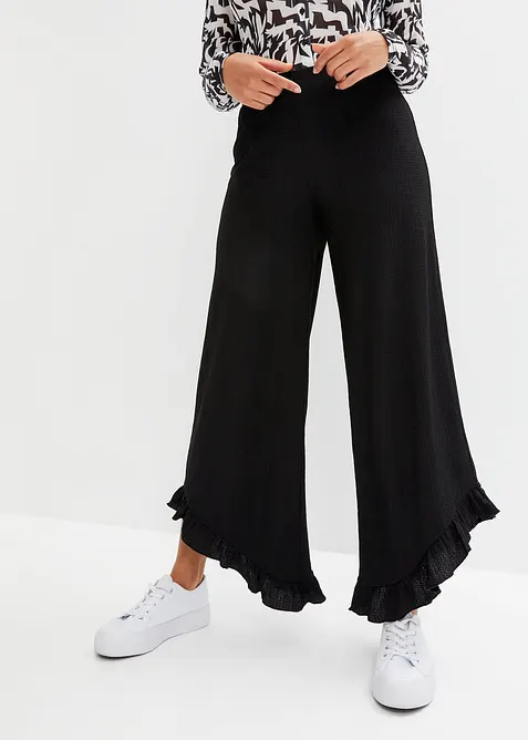 Slip-on broek van gestructureerd crêpe, bonprix