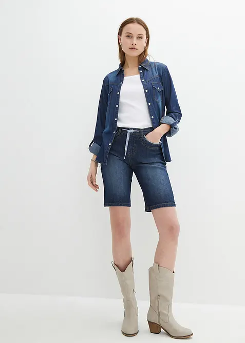 Slim fit jeans bermuda met mid waist, bonprix