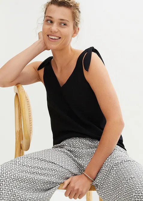 Top met knoopdetails van biologisch katoen, bonprix