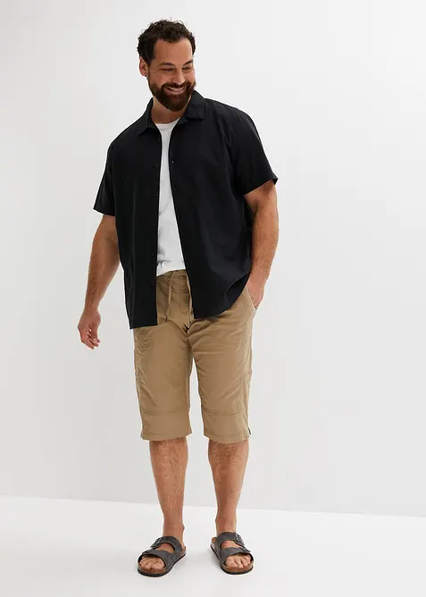 Overhemd met linnen en korte mouwen, loose fit, bonprix