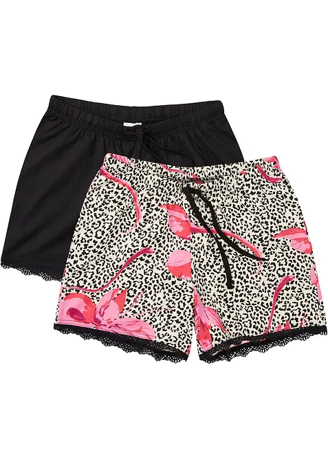 Short met sierlijk kant (set van 2), bonprix