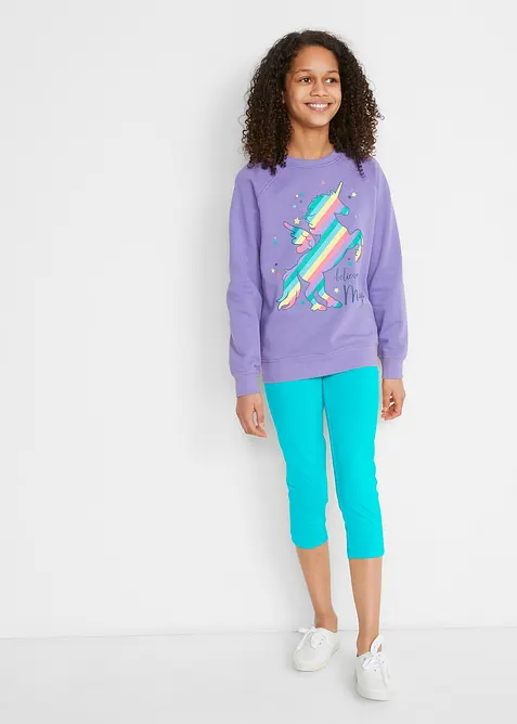 Meisjes 3/4 legging (set van 2) met biologisch katoenmix, bonprix