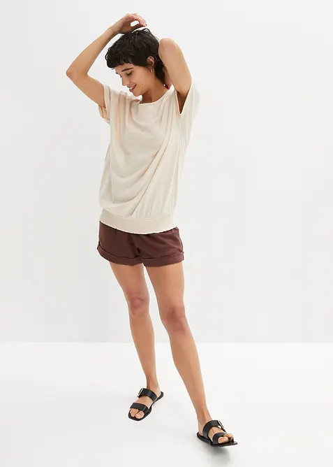 Shirt van effectgaren met gesmokte boord, bonprix