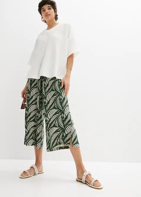 Wijde jersey broek  in een katoen-viscosemix, bonprix