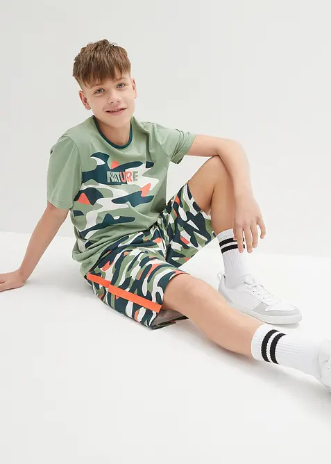 Jongens T-shirt en korte broek van katoen (2-dlg. set), bonprix