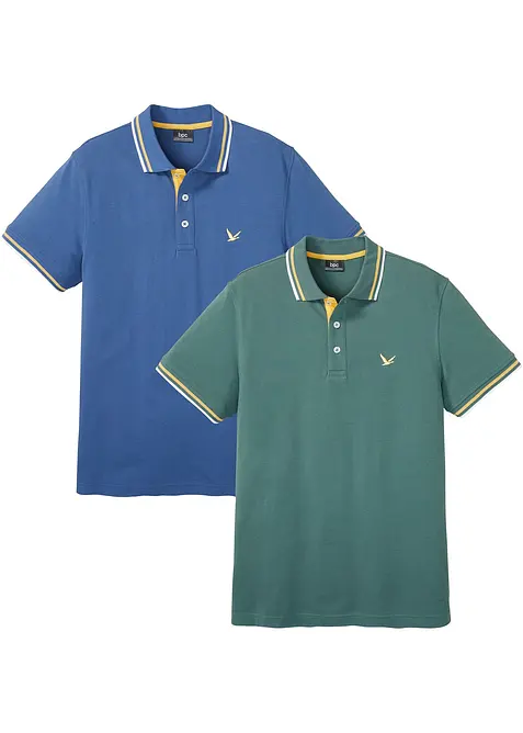 Piqué-poloshirt, korte mouwen (set van 2), bonprix