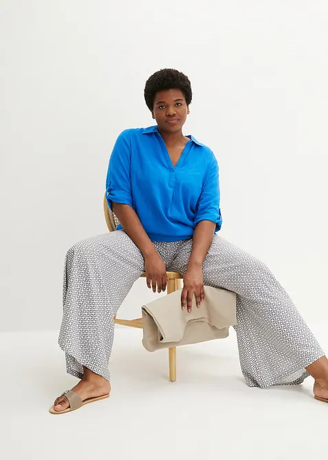 Blouse met linnen en 3/4 mouwen, bonprix