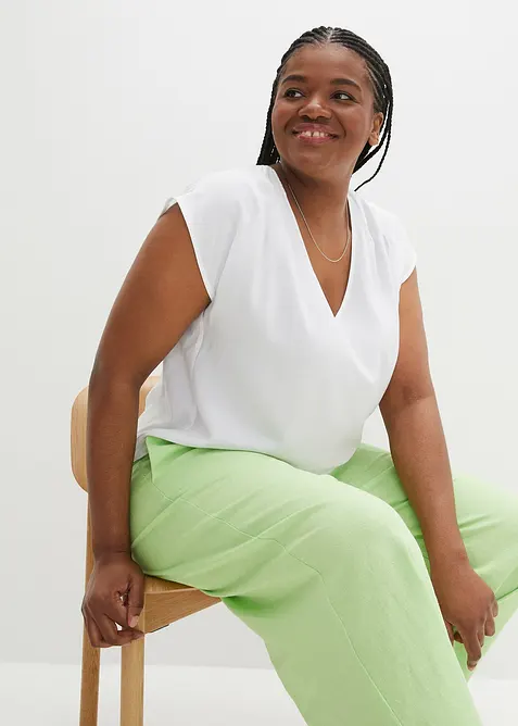 Blouse met V-hals en korte mouwen, bonprix