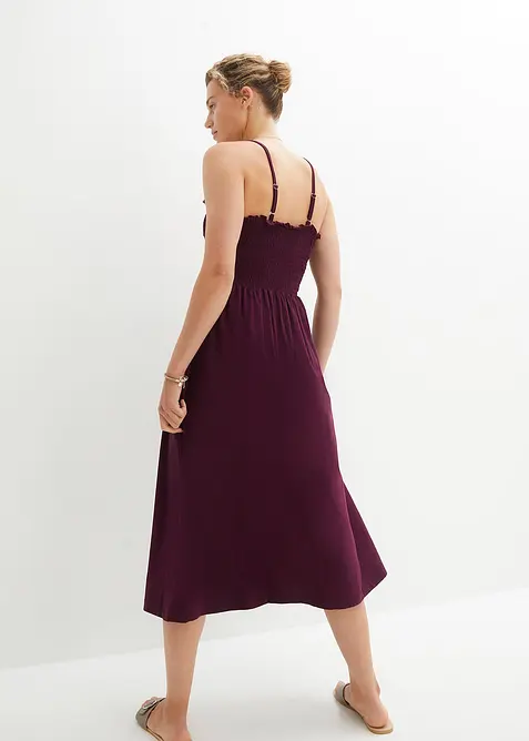 Jersey rok met smokwerk, kuitlang, bonprix