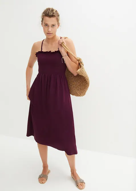 Jersey rok met smokwerk, kuitlang, bonprix