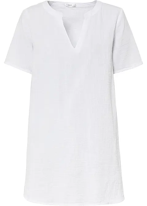 Lange tuniek van mousseline, korte mouw, bonprix