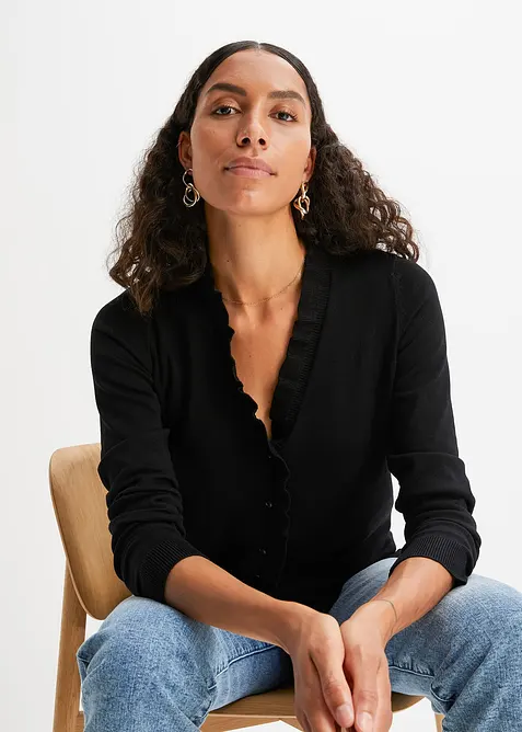 Fijngebreid vest in een soepele viscosemix, bonprix