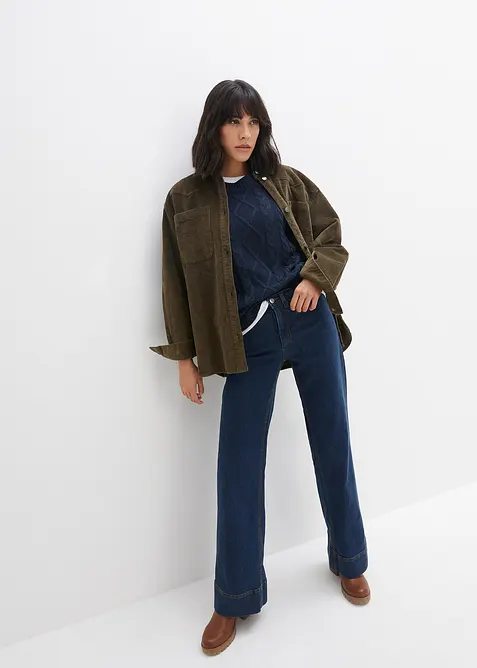 Wide leg comfort stretch jeans, mid waist, bonprix