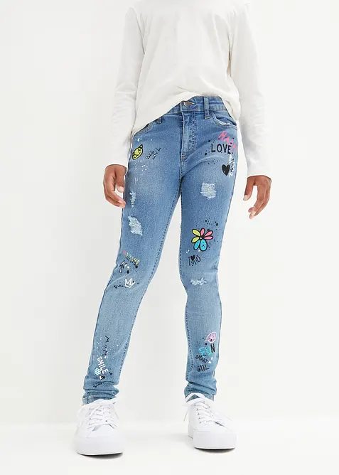 Meisjes skinny jeans, mid waist, bonprix