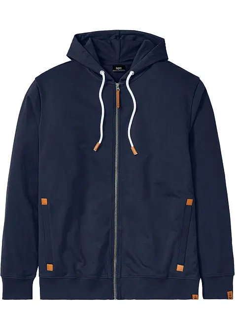 Sweatvest met een capuchon en imitatieleleren details, bonprix