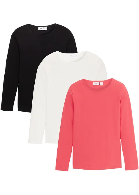 Meisjes longsleeve van katoen (set van 3), bonprix