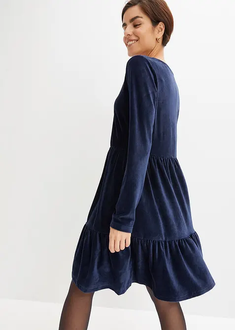 Mini jurk van elastisch fluweel, bonprix