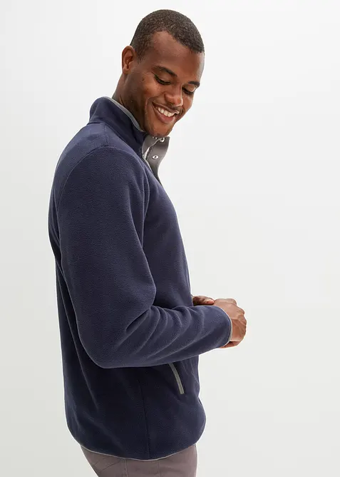 Fleece schipperstrui met handige zakken en een opstaande kraag, bonprix