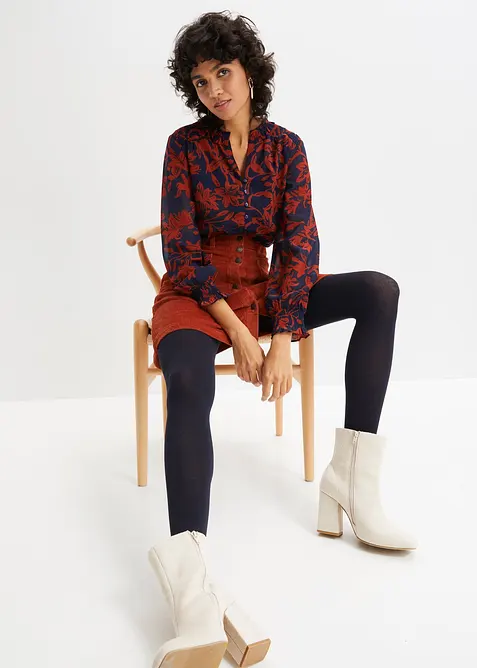 Chiffon blouse met smokwerk, bonprix