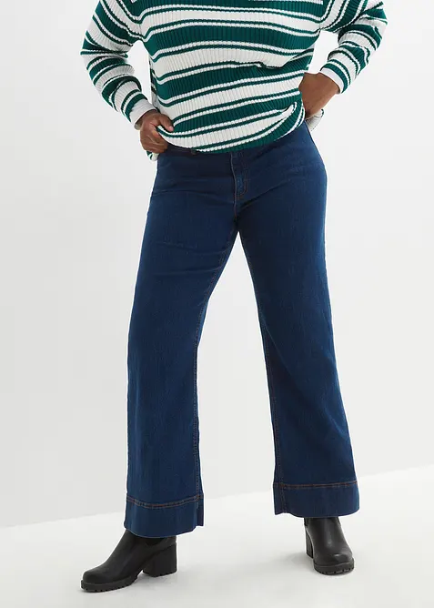 Wide leg comfort stretch jeans, mid waist, bonprix