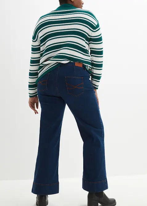 Wide leg comfort stretch jeans, mid waist, bonprix