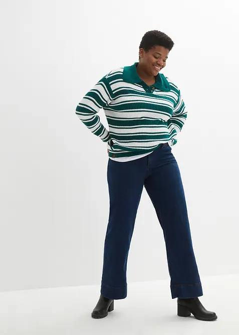 Wide leg comfort stretch jeans, mid waist, bonprix