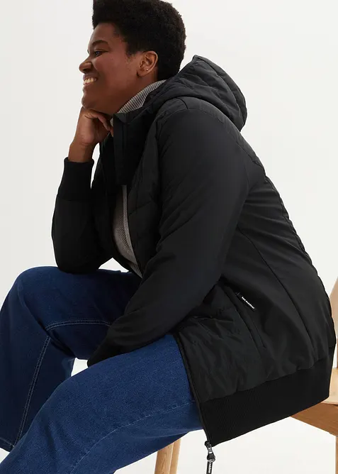 Hybride gewatteerde jas van materiaalmix, waterafstotend, bonprix