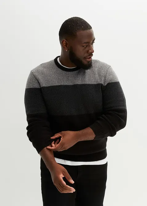 Trui met ronde hals en colourblocking, bonprix