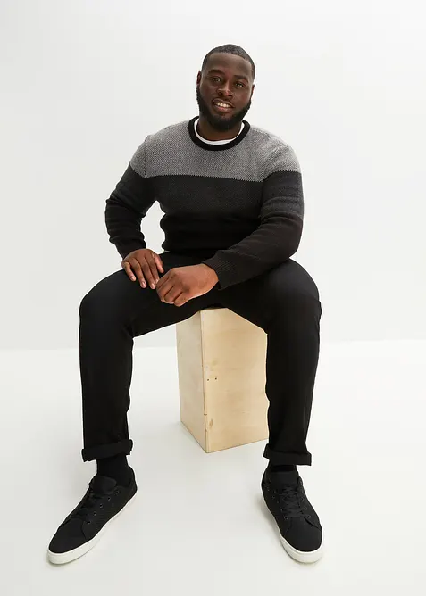 Trui met ronde hals en colourblocking, bonprix