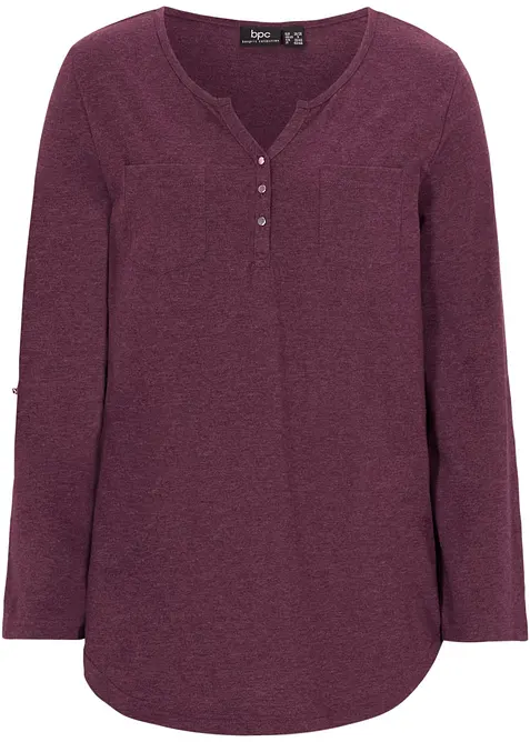 Katoenen Henley shirt met knoopsluiting, bonprix