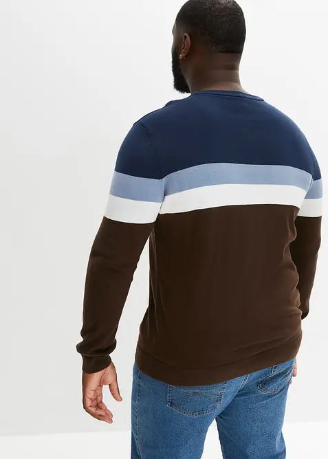 Fijn gebreide trui met colourblocking en katoen, bonprix
