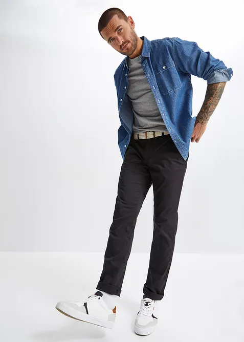 Regular fit chino met comfortband riem, straight, bonprix