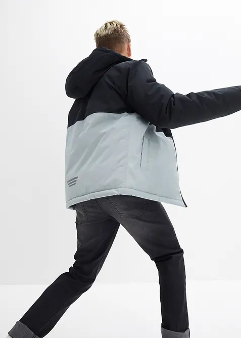 Waterdichte winterjas in colourblocking met capuchon, bonprix