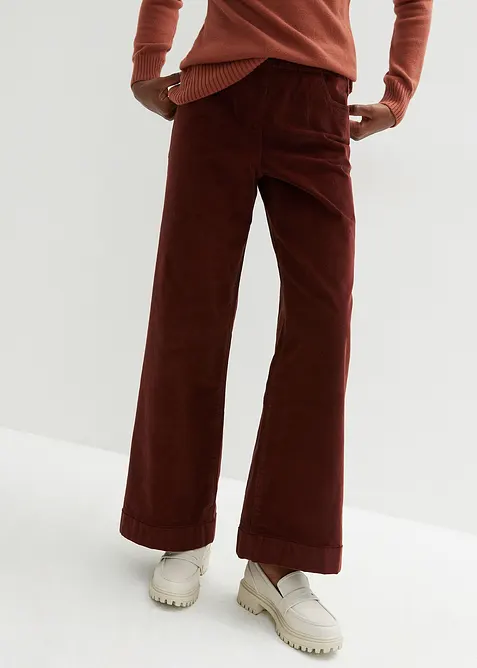 Wijde stretch corduroy broek, high waist, bonprix