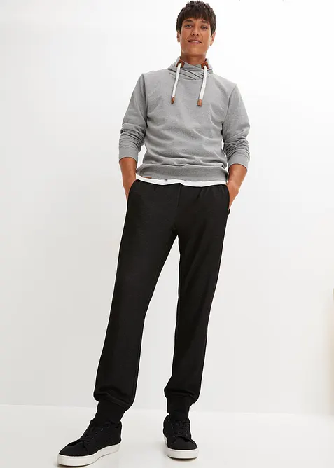 Sweater met sjaalkraag en imitatieleren details, bonprix