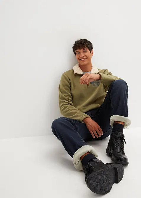 Relaxed fit stretch thermojeans met comfortband, straight, bonprix