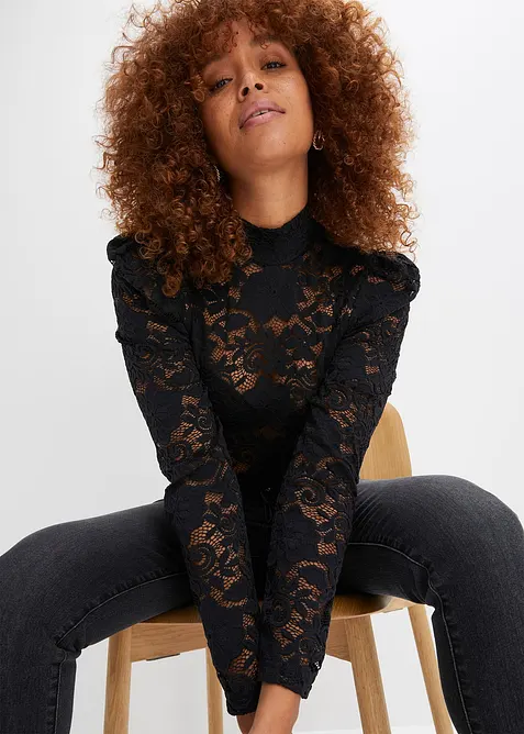 Aansluitend longsleeve met kant, bonprix