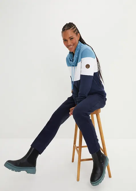 Sweater met gedessineerde kraag van biologisch katoen, bonprix