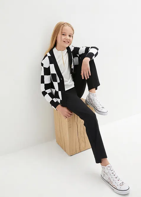 Meisjes broek met wijd uitlopende pijpen en splitten, bonprix