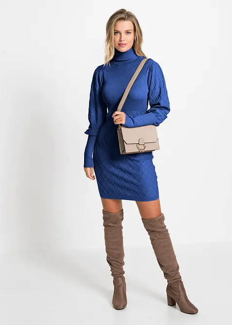 Gebreide jurk met col, bonprix