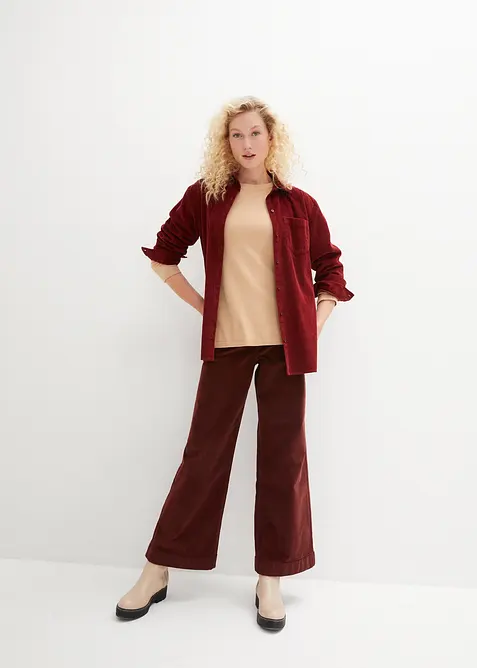 Wijde stretch corduroy broek, high waist, bonprix