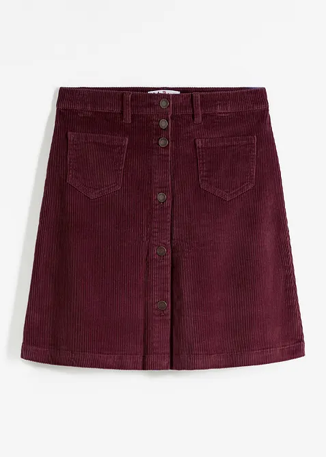 Stretch corduroy rok met knoopsluiting, bonprix