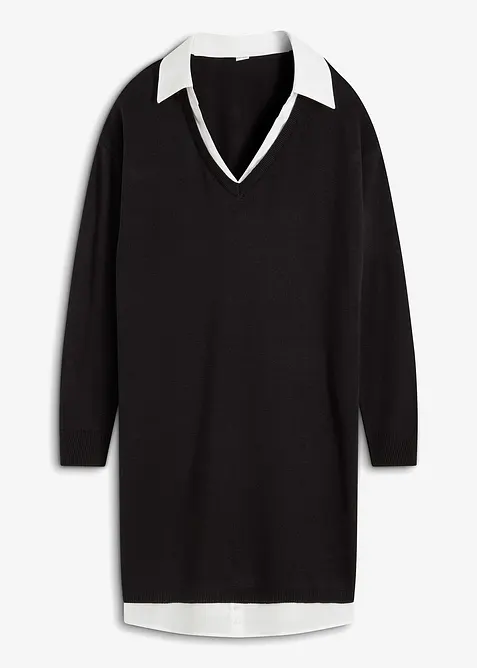Gebreide jurk met blouse-inzet, bonprix