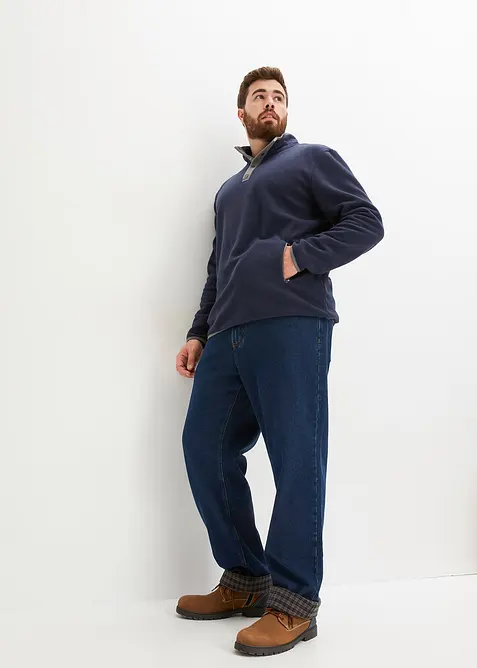 Fleece schipperstrui met handige zakken en een opstaande kraag, bonprix