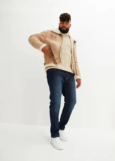 Regular fit stretch thermojeans, extra zacht aan de binnenkant, straight, bonprix