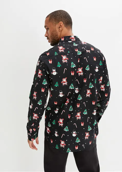 Overhemd van katoen met kerstprint en lange mouwen, bonprix