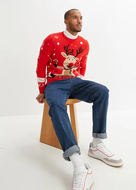 Fijn gebreide trui met kerstmotief, bonprix