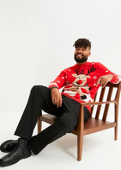 Fijn gebreide trui met kerstmotief, bonprix