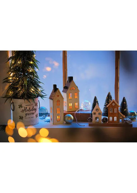 LED ornament huizen met dennenbomen, bonprix