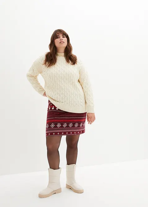 Minirok met Noors patroon van een katoen-elastan-mix, bonprix